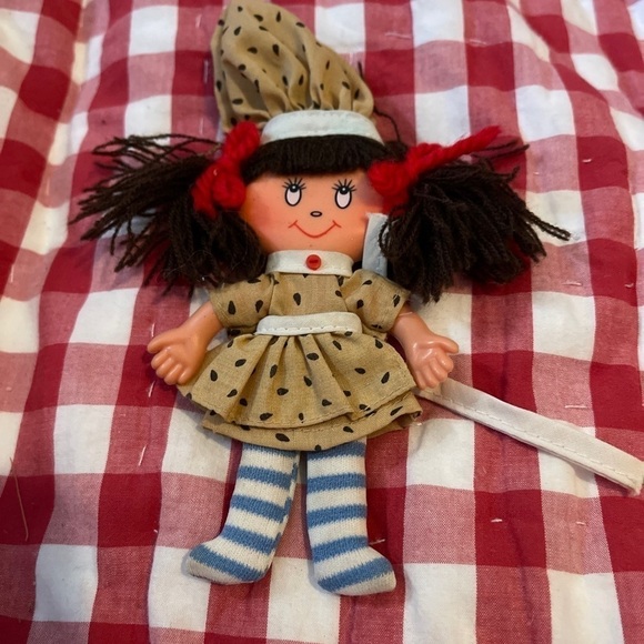 Vtg 1970’s Ideal Flatsy Mini Doll Tubber Pokadot Stripes Hong Kong - Picture 2 of 7